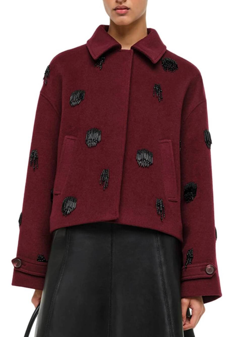 NEW SIMKHAI katya embellished jacket in oxblood